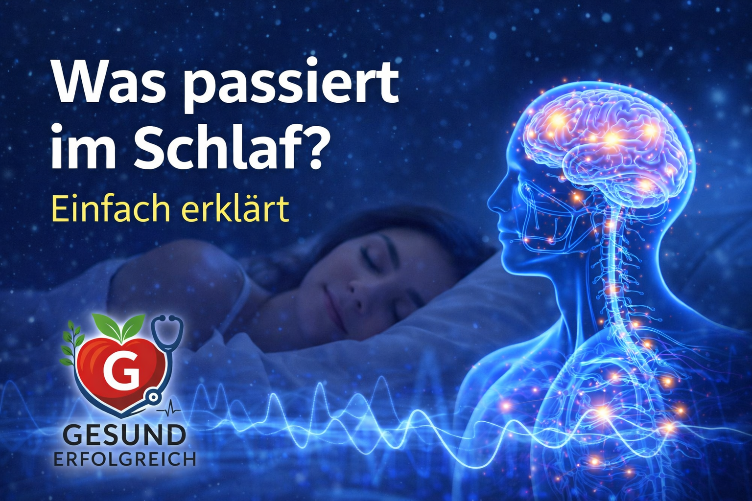 Darstellung von Gehirn und Nervensystem im Schlaf – Erklärung der nächtlichen Regeneration im Körper